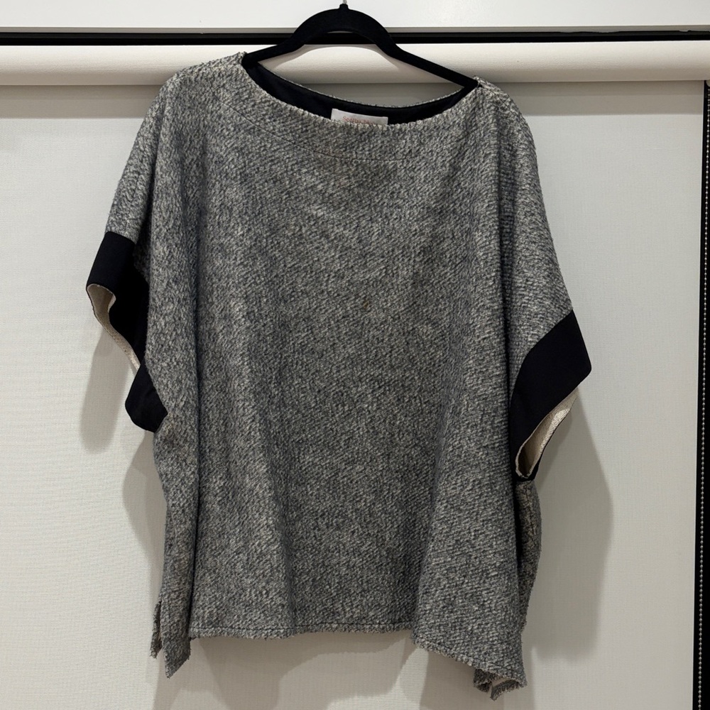 See By Chloe Gray and Black Oversized Poncho Top